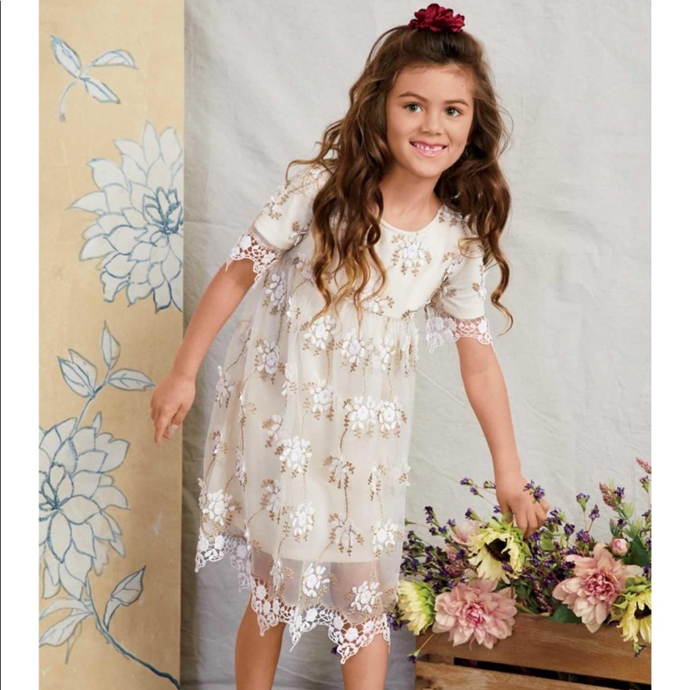 Chasing Fireflies girls dainty lace dress worn 1